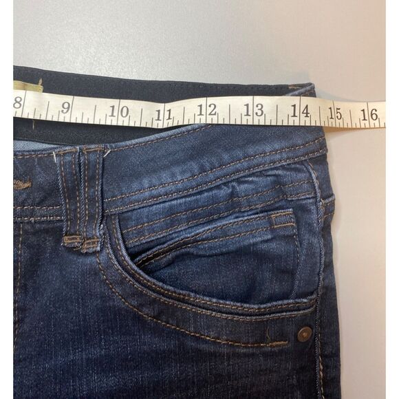 Democracy Ab Technology Crop Jeans Blue Dark Wash Raw Hem Stretch Women Sz 6 - Picture 10 of 12